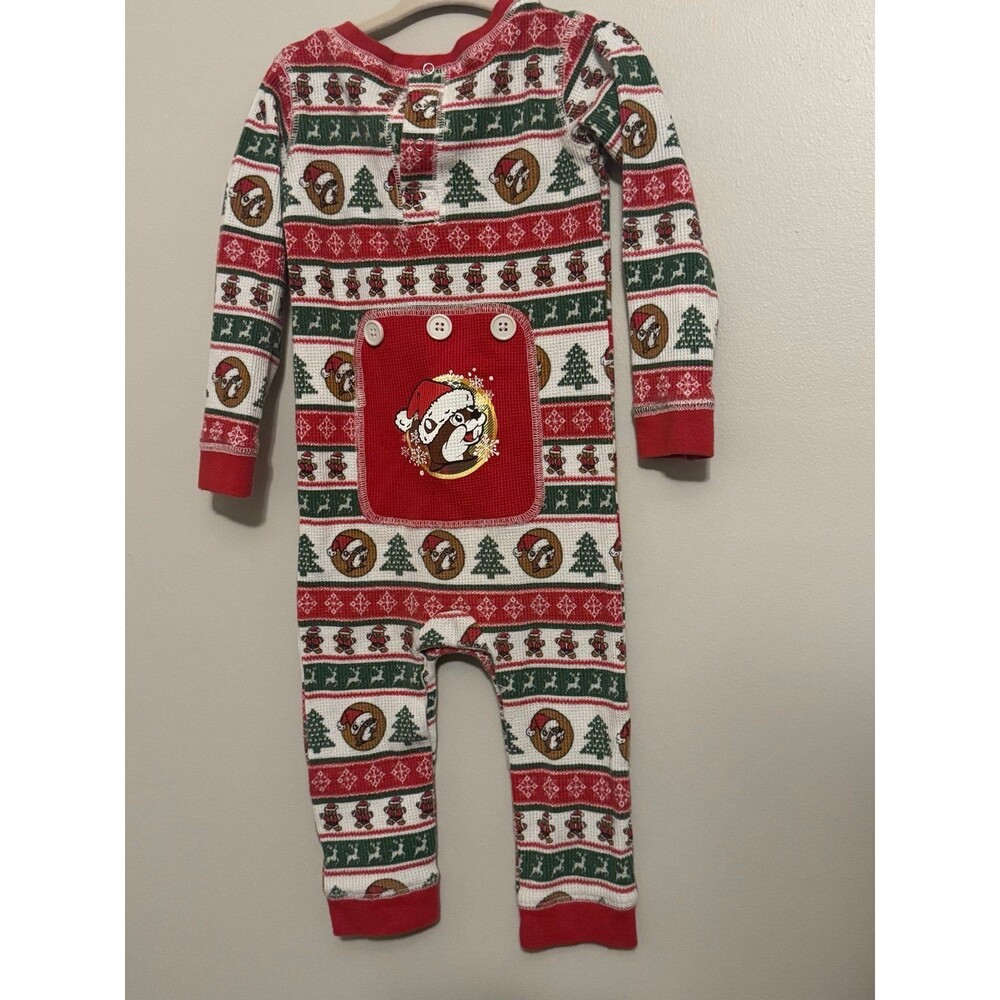 Buc-ees Beaver Unisex Toddler Sz 18m Thermal Onepiece Pajamas Christmas